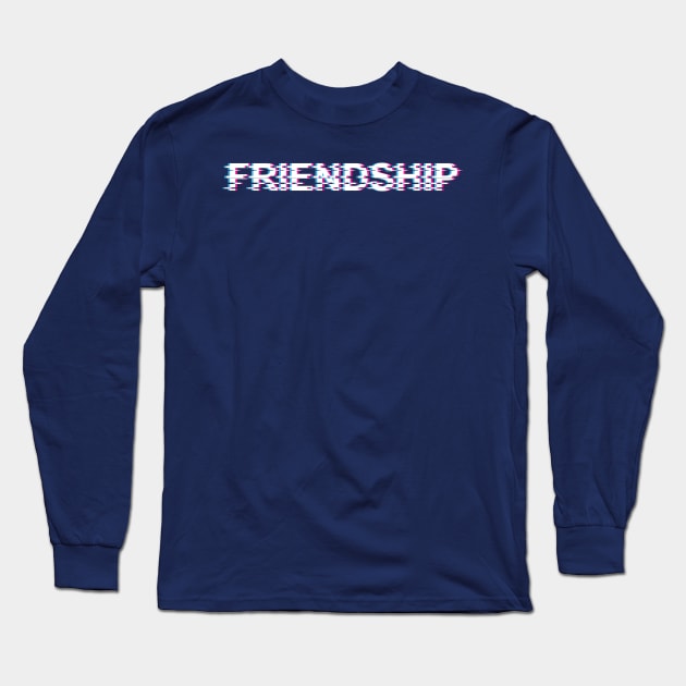 Friendship Glitch Effect Long Sleeve T-Shirt by kim.id